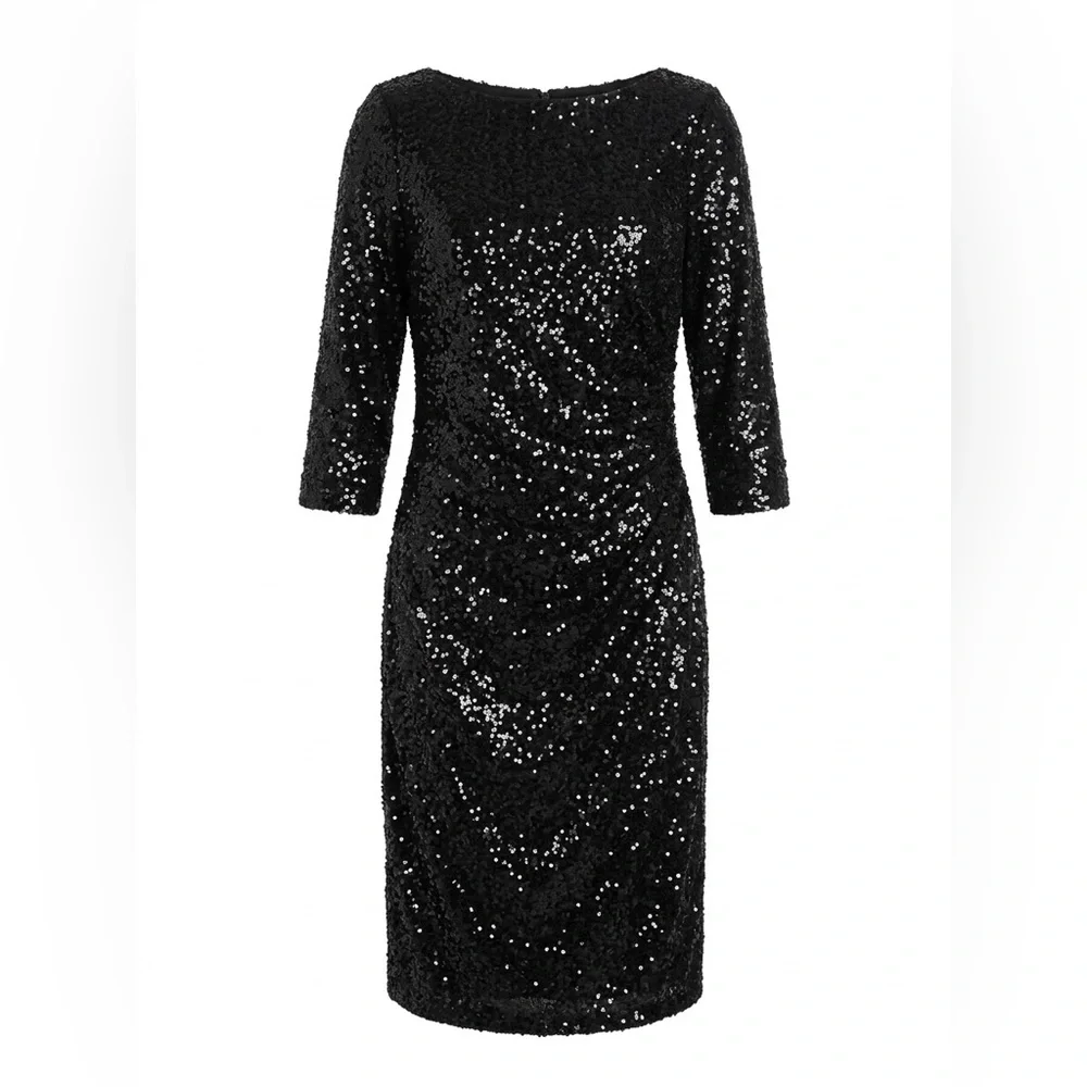 JS Boutique New York Black Sequin Sheath Dress - Women's Evening Dress size M